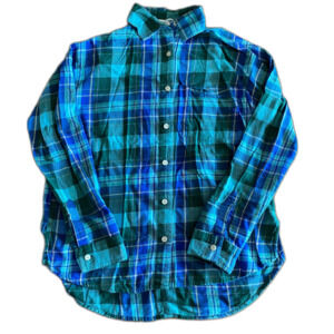 Old Navy Blue & Green Boyfriend Plaid Flannel Shirt Women's Small